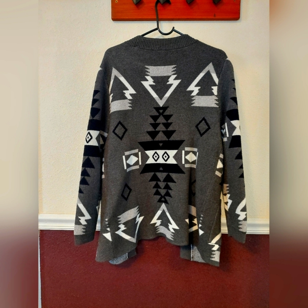 Dark Gray/Charcoal Aztec Cardigan